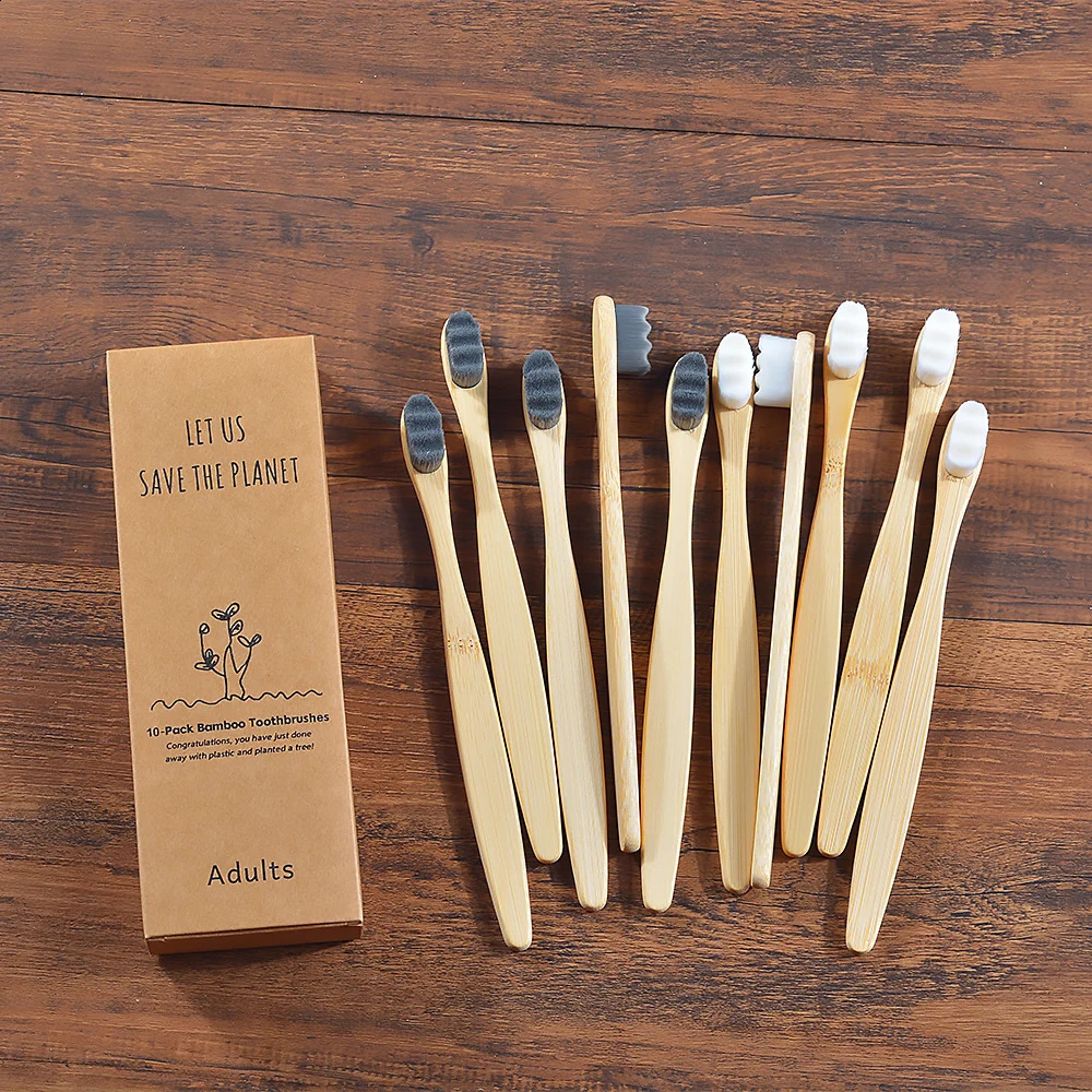 10 Pcs Ultra Fine Soft Hair Eco Friendly Travel Toothbrush Soft Fiber Nano Manual Toothbrush Vegan Teeth Oral Hygiene Care Tools 250206