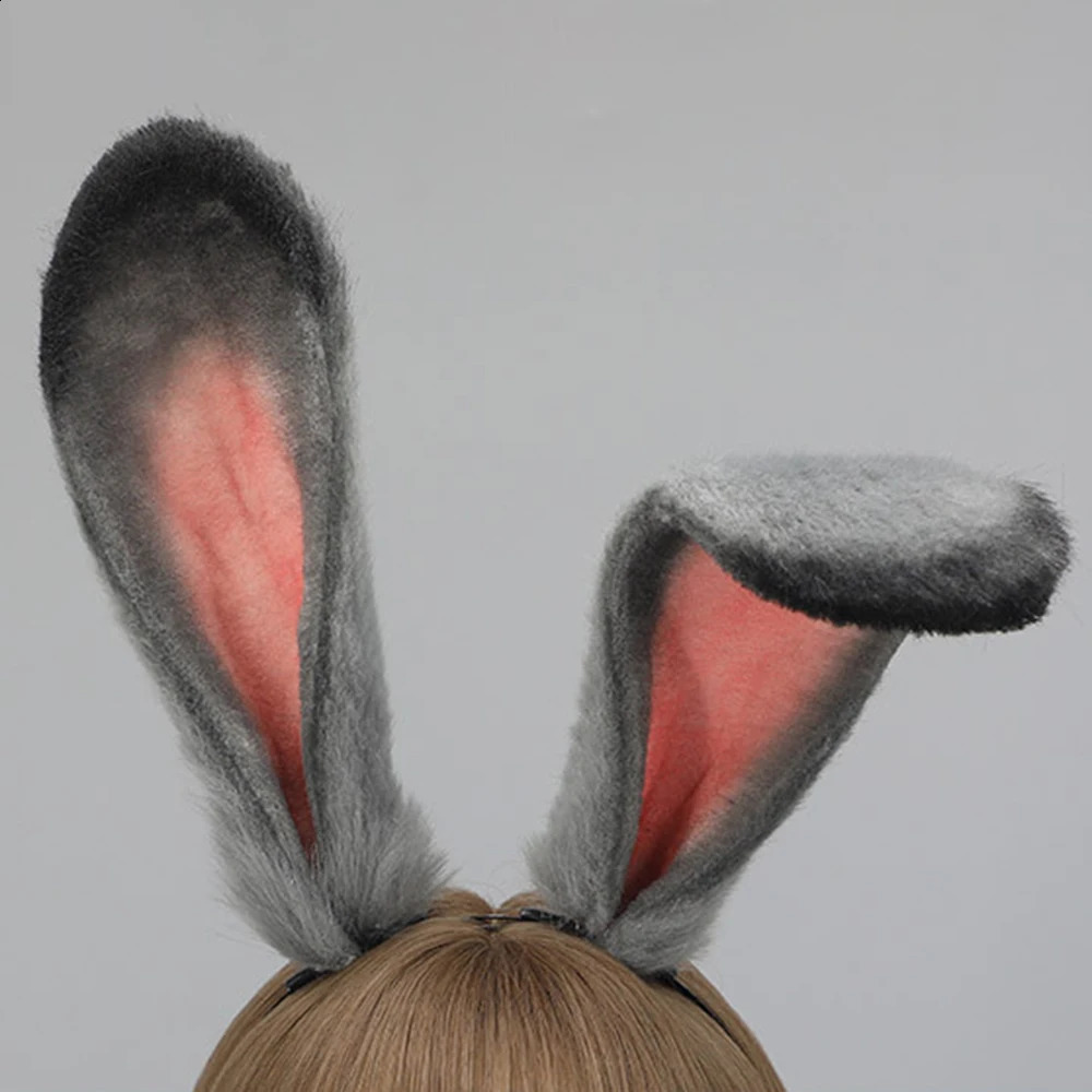 1PC Cute Bunny Ears Plush Hair Hoop Cosplay Rabbit Gray Bunny Ears Headband Pography Props Party Supplies Hair Accessories 250207