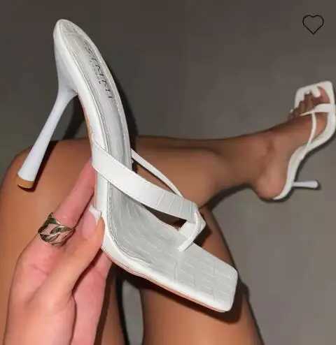 2024 women new snake pattern leather stiletto high-heeled sandals and slippers female large size high-heeled slippers womenXJ250207