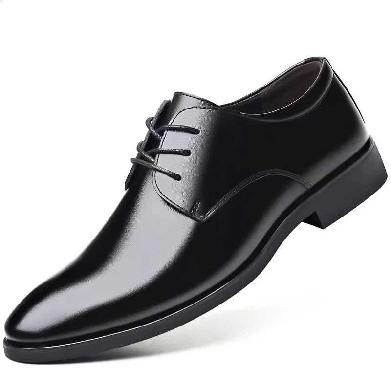Mens Breathable Leather Shoes Black Soft Leather Soft Bottom Spring And Autumn Man Mens Business Formal Wear Casual Shoe 250206