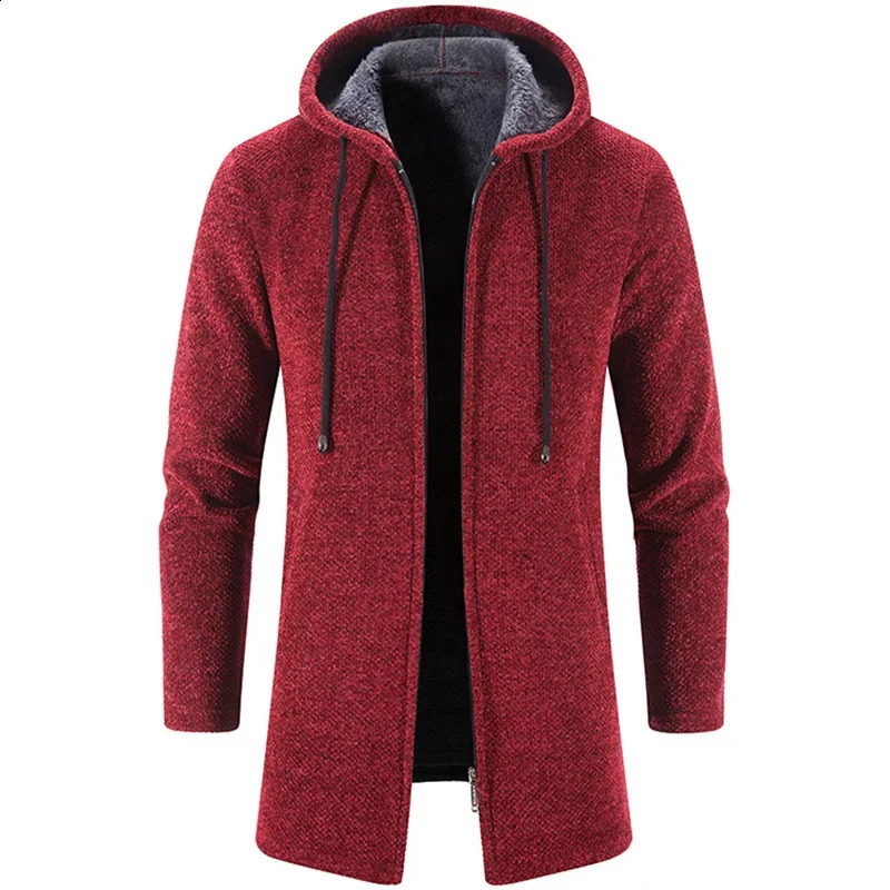 Mens Sweaters Coat Autumn Winter Warm Zipper Medium Long Cardigan Sweaters Man Casual Knitwear Sweatercoat mens clothes 250206