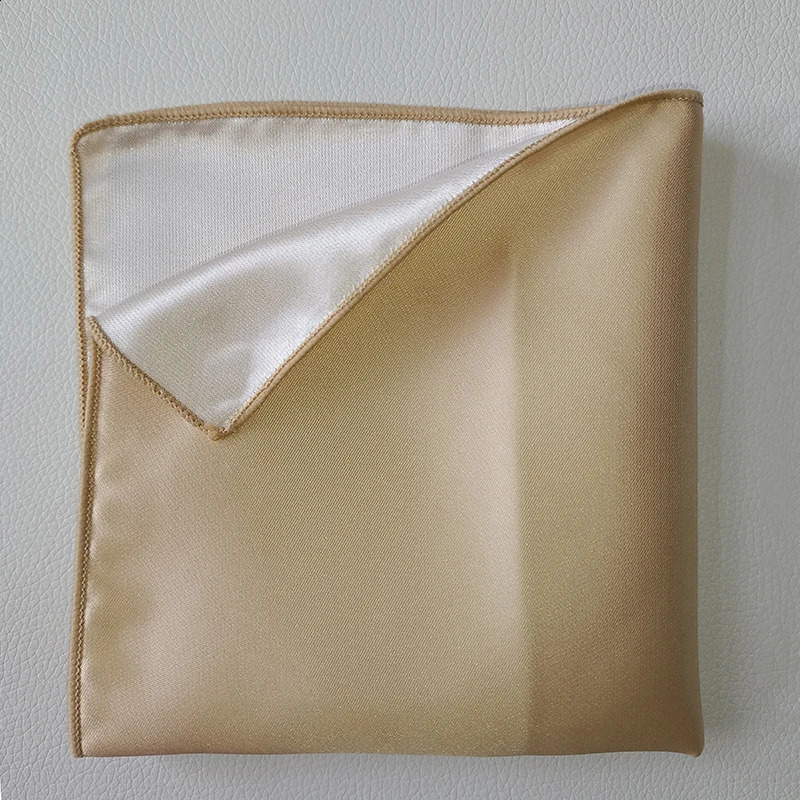 1Pcs Golden Pocket Squares 27cm Unisex 100 Polyester Handmade Handkerchief for Wedding Party Suit Apparel Accessories 250114