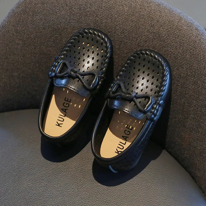 Childrens British Style Boys Casual Shoes Kids Hollowed Out Shallow mouth Loafers Peas Shoes Toddler Slip-on Soft Boat Moccasin 250206