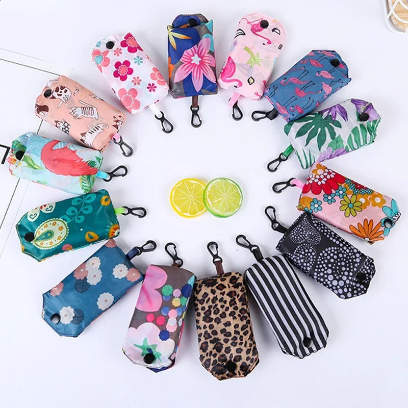 Fashion Floral Animal Plant Patterns Reusable Shopping Bags Foldable Bag Travel Portable Shoulder Storage Hand 250121