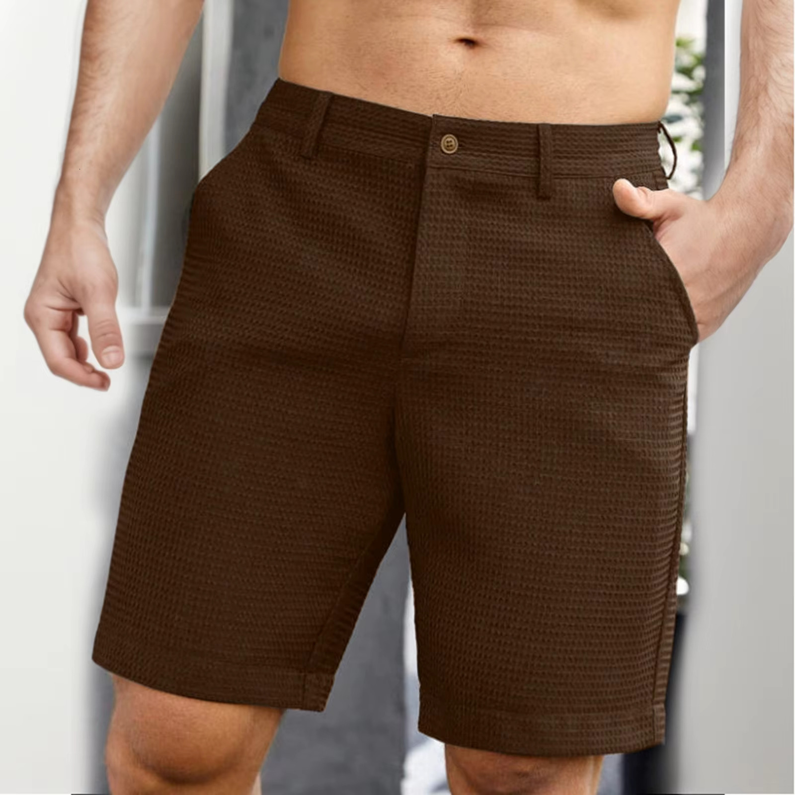 Men's Summer Quarter Solid Color Casual Dress Medium Pants Small Plaid Comfortable Fiess Basketball Sports Beach Shorts