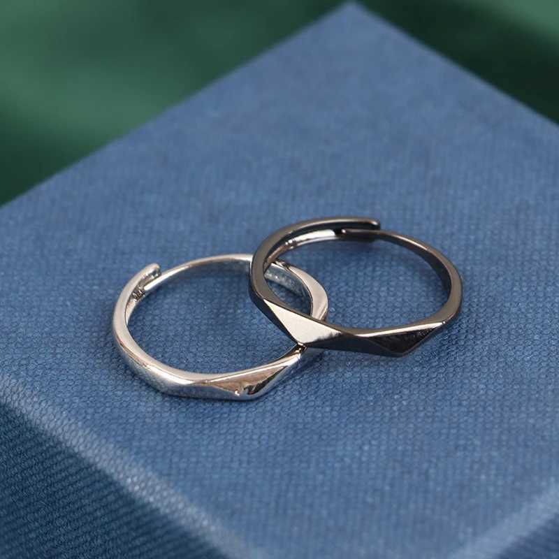 1Pair New Simple Geometric Couple Ring Rhombus Wedding Ring Couple Engagement Jewelry Party Gift W250207