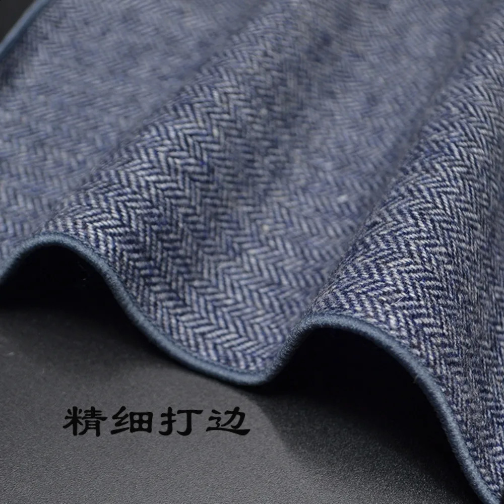 2323CM Vintage Wool Pocket Square Plaid Black Handkerchief Mens Business Suit Tie Accessories Scarf Hankies Tuxedo Cravat 250114
