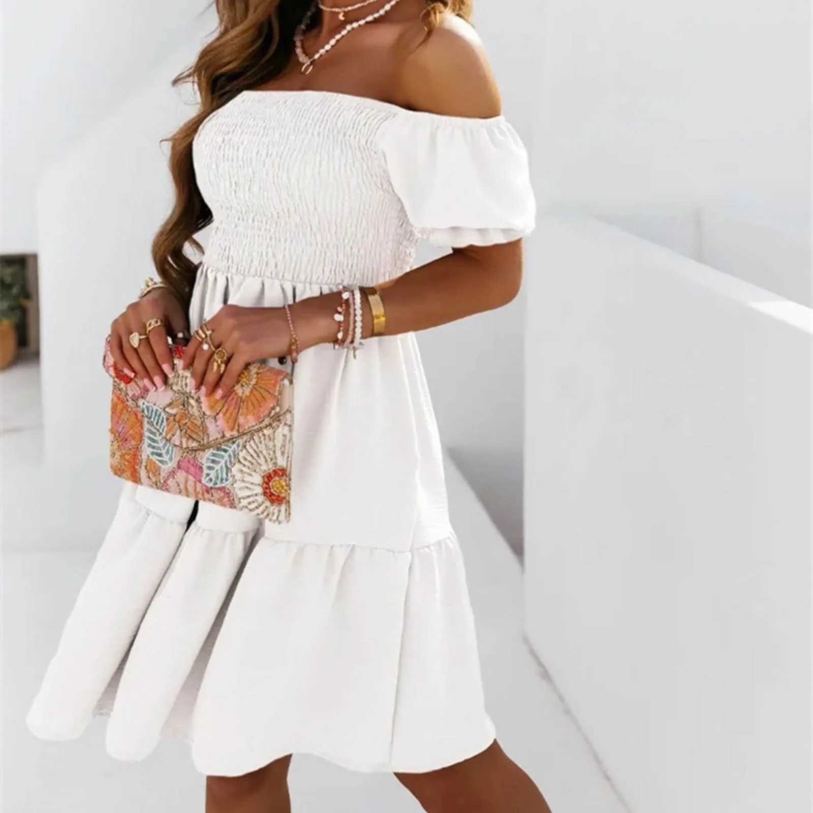 Dresses For Women 2024 Plus Size Summer Dresses For Women 2024 Midi Off Shoulder Puff Sve Dress Vestidos Verano Moda 2024XJ2500207