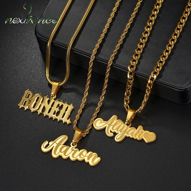 Nextvance Custom Name Necklace For Men Women Personalized Nameplate Stainless Steel Detachable Pendant Fathers Day Jewelry Gift 250206