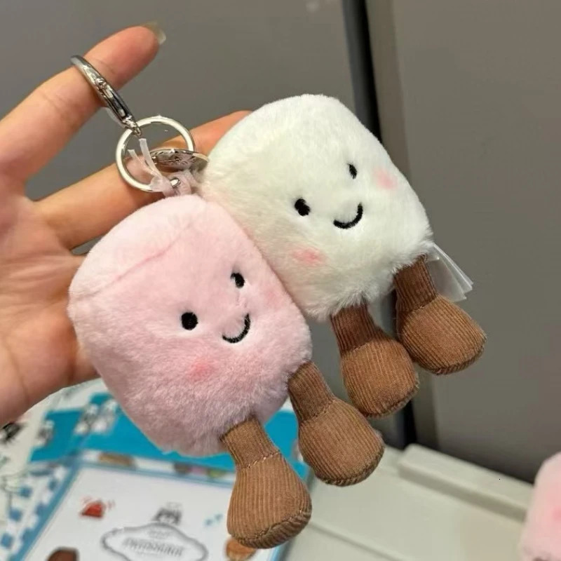 Funny Marshmallow Keychain Marshmallow Soft Two-color Keychain Backpack Two-color Pendant Decorative Doll Cute Christmas Gift 250207