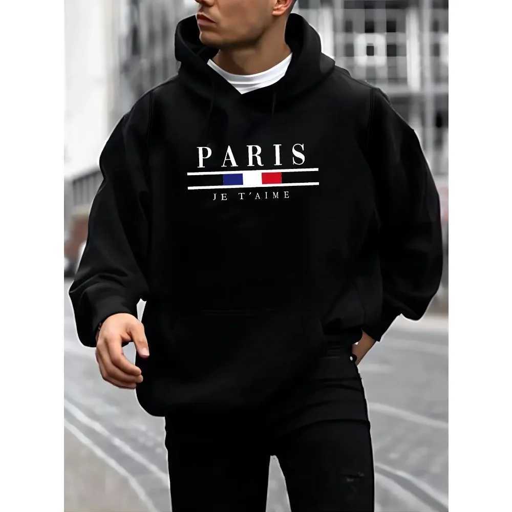 Paris Print Hoodies Mens Womens Fleece Casual Sweatshirts Harajuku Loose Long Sleeve Pullover Hip Hop Streetwear Gothic Hoodie W250207