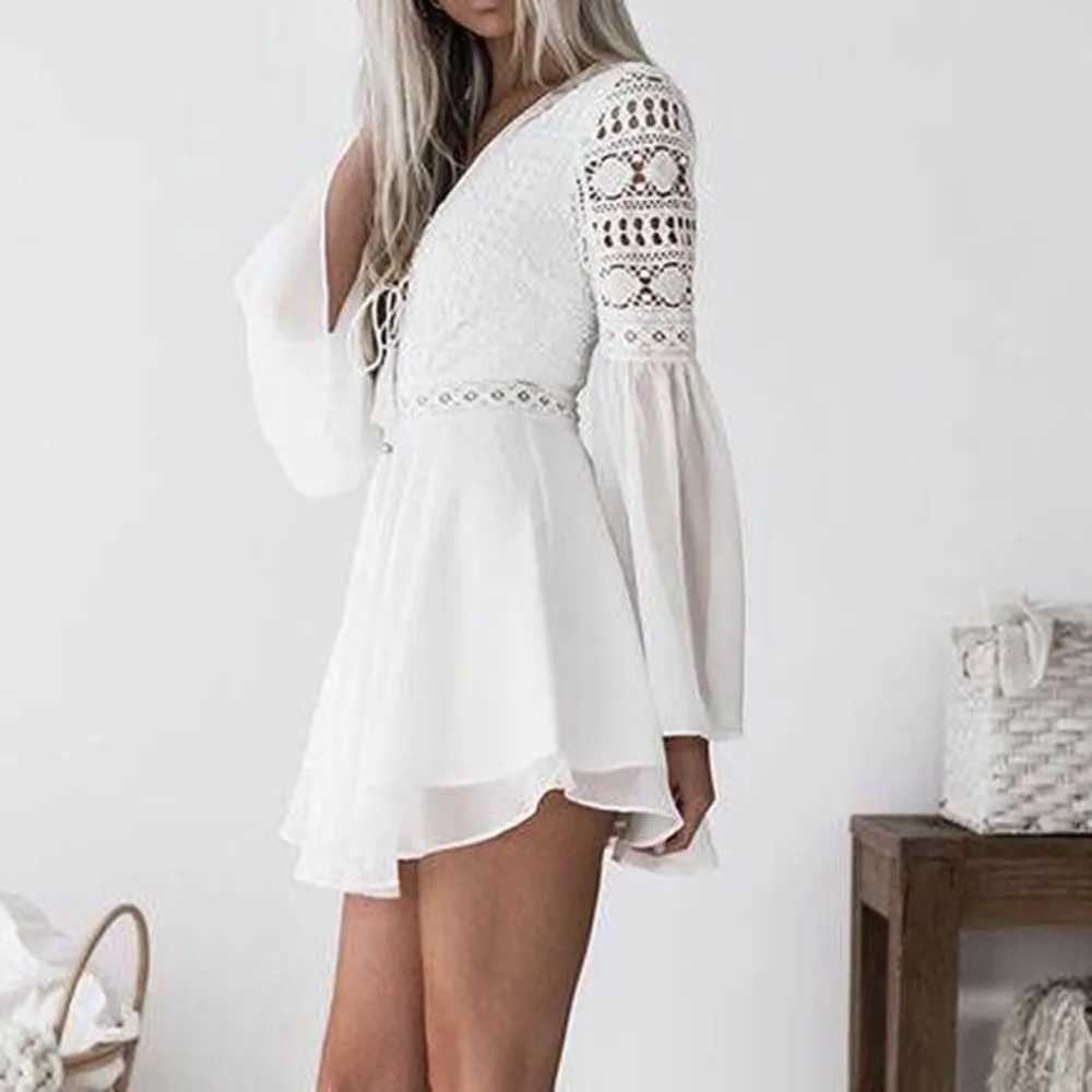 Women Lace Eleagnt Dresses Summer 2023 Casual Boho Beach Dresses Long Sve Bodycon Cocktail Party Pencil Fall DressXJ2500207