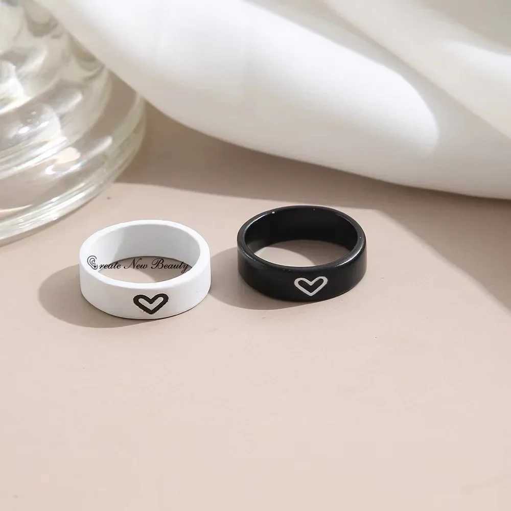 2PC Love Match Anniversary Couple Items Rings Fashion Women Valentines Day Engagement Fashion Jewelry Romantic Gifts W250207