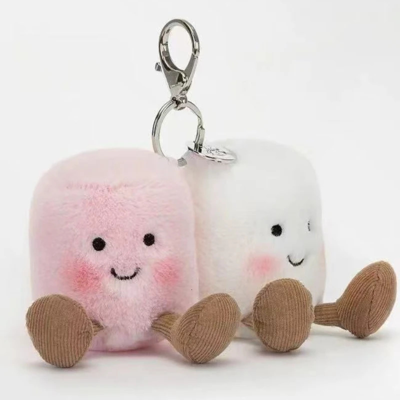 Funny Marshmallow Keychain Marshmallow Soft Two-color Keychain Backpack Two-color Pendant Decorative Doll Cute Christmas Gift 250207