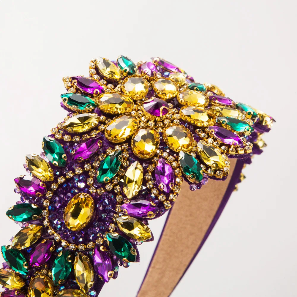 Retro Flower Headband Heavy Industry Baroque Diamond-Embedded Wide-Brimmed High-Grade Dance Party Hair Accessories Hairpin 250207