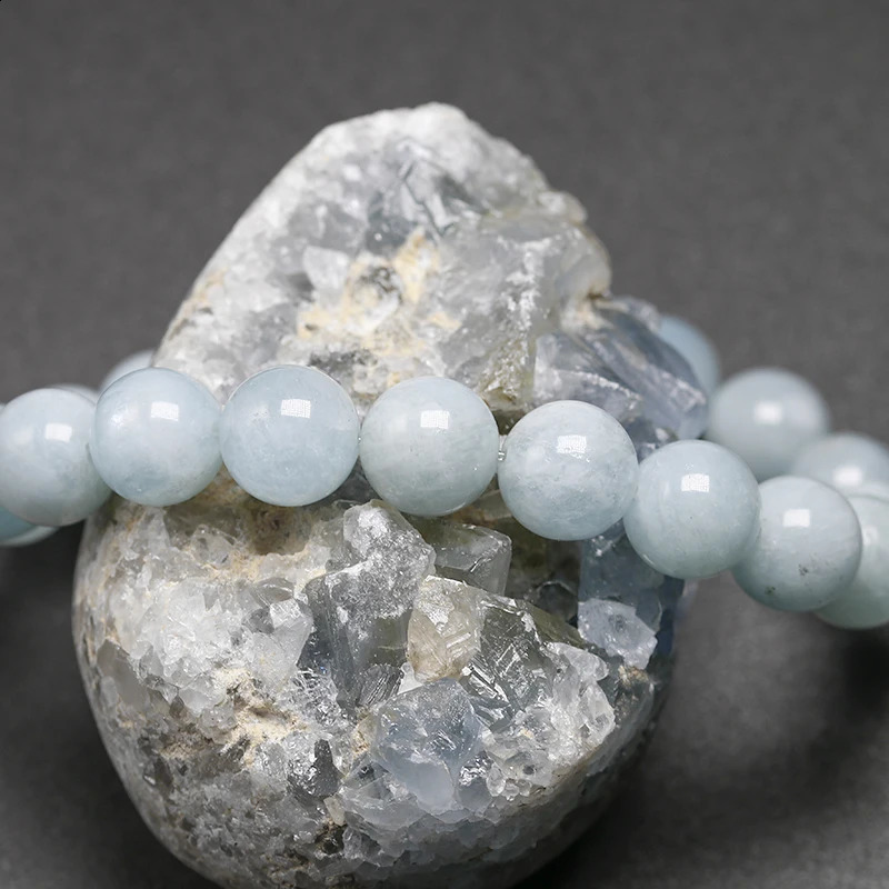 Personalized Natural Aquamarine Beads Bracelets Dropship 250206