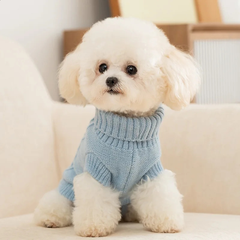Knitted Clothes for Dogs Classic Solid Dog Sweater Fashion Puppy Pullovers Winter Warm Cat Sweater Pet Turtleneck Chihuahua Coat 250206