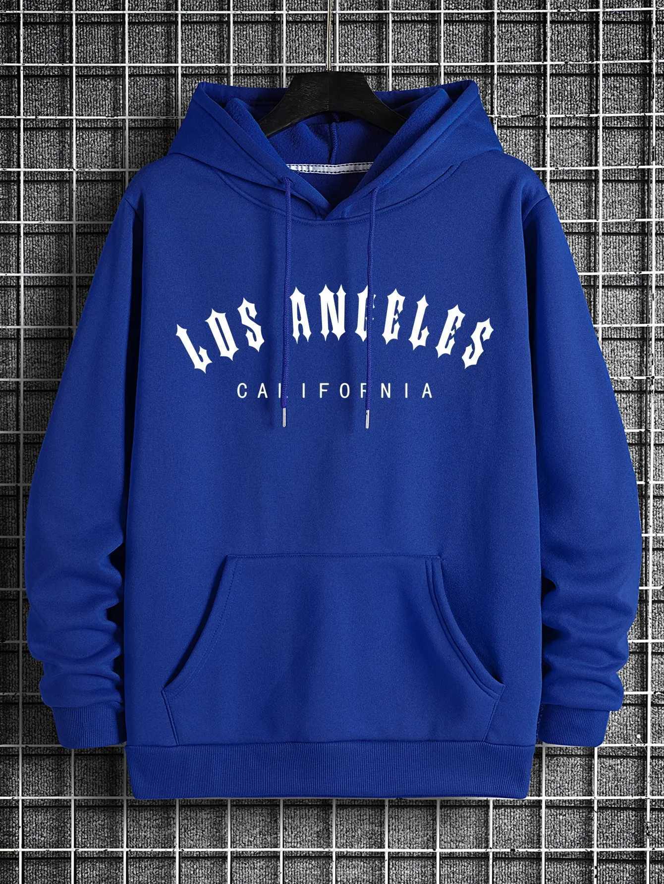 Los Angeles Art Letter Pattern Hoodie Mens Crewneck Hip Hop Sweatshirt Autumn Casual Clothing Wool Mens Super Large Hoodie W250207