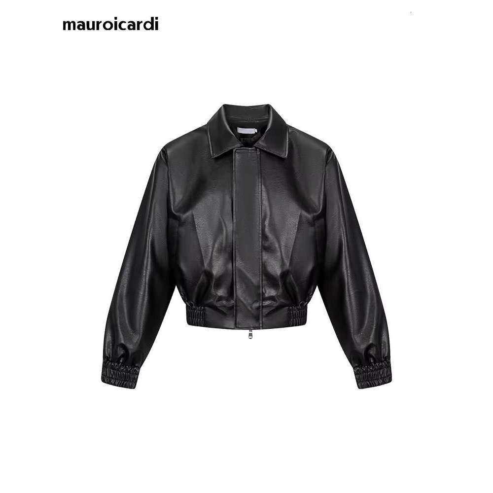 Men's Leather Jacket Mauroicardi Spring Autumn Cool Oversized Short Black Soft Pu Leather Jacket Men Zipper Designer American Vintage Clothes