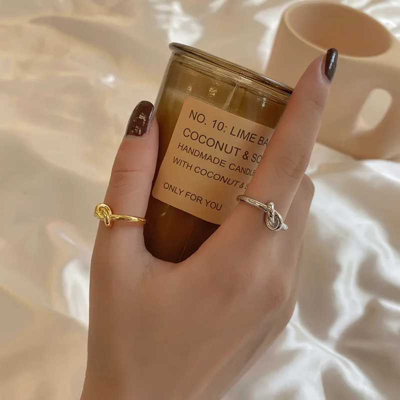 Xiyanike Silver Knot Thin Ring Female Open Couple Simple Temperature Handmade Jewelry Accessories Prevent Allergies W250207