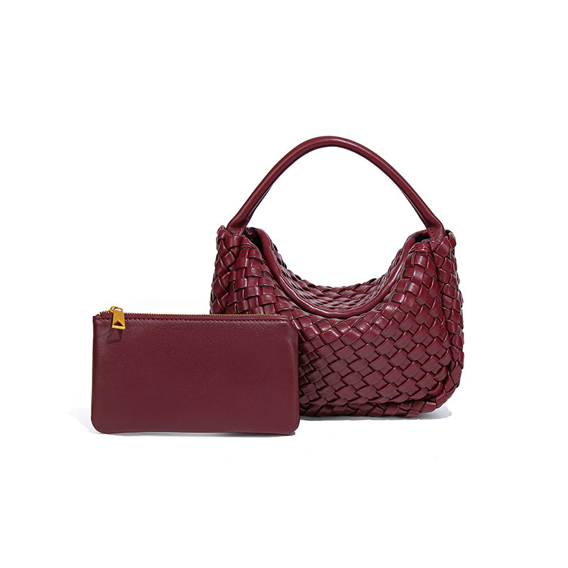 New Advanced Sense Woven Bag Light Luxury Pu Pure Hand Handbag Single Shoulder Crossbody Ingot Dumpling Bag Basket Bag for Women