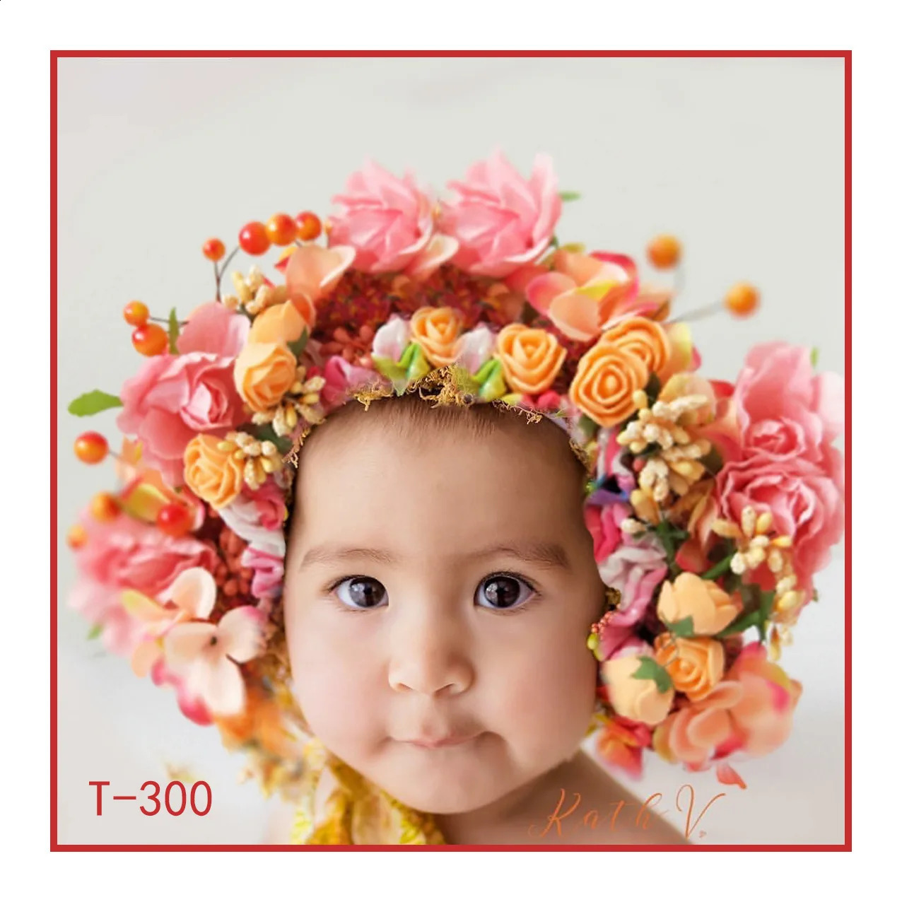 Childrens Crown Headband Hair Accessories Baby born Po Shoot Head Flower Baby Girls Bridal Floral Flower Wreath Hairband 250206