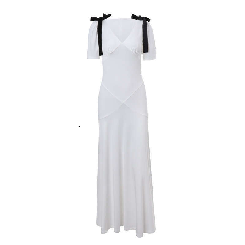 2025 Summer and Autumn Fashion Kendou Same French Sweet Bubble Sleeve Bow Tie Dress Style Versatile New Trendy Clothing Ins