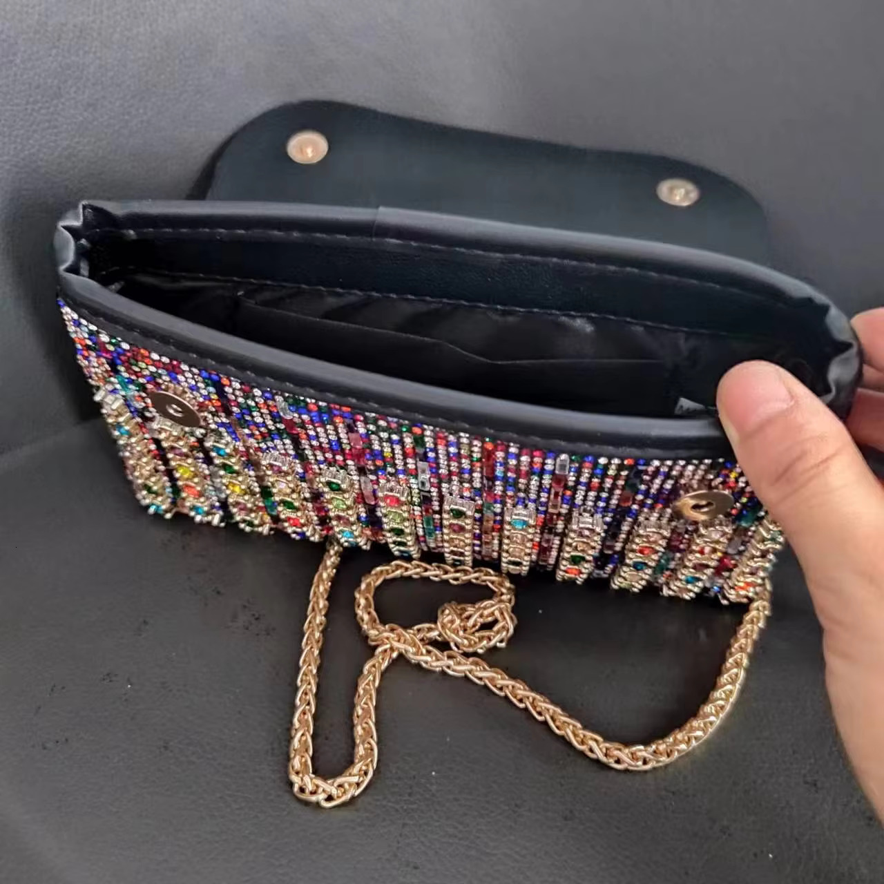 2025 Glitter Rhie Envelope Handbag Chain Purse Party Bags For Women