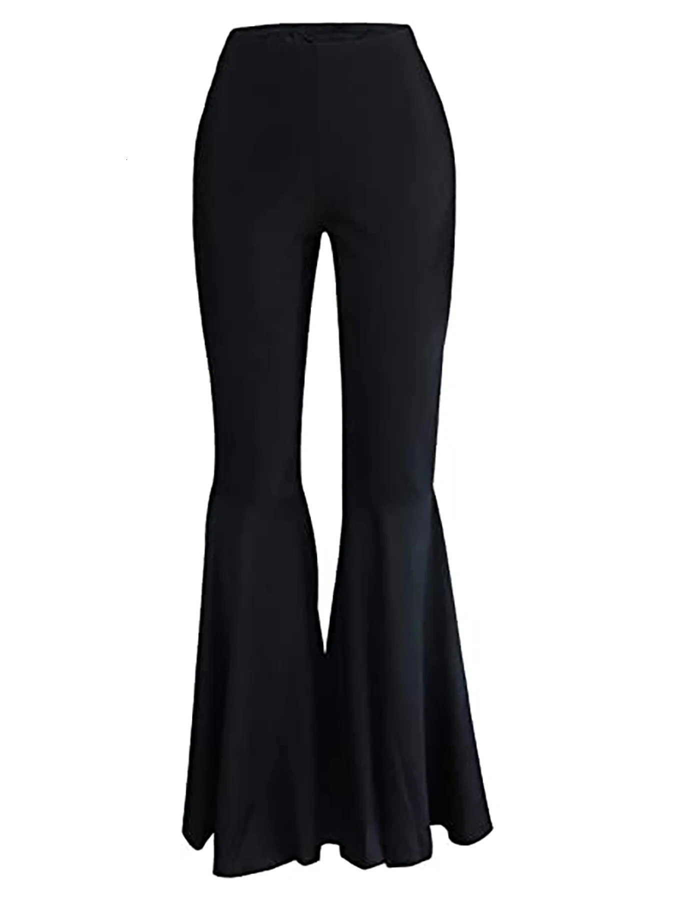 plus-size womens trendy bell-bottomed trousers knitted fabric solid color trousers in the summer of 2024 250207