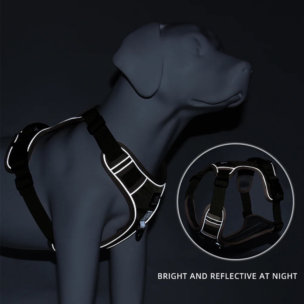 Medium Large Dog Harnesses Collar Labrador Army Reflective Adjustable Harness Oxford Cloth Pet Vest Training Hound Walk the Dog 250206