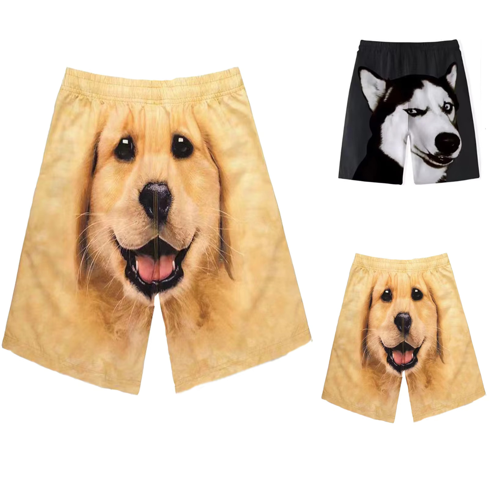 Women's Fun Puppy Print Cute Beach Shorts Straight Running Men's Summer Casual Street Pants