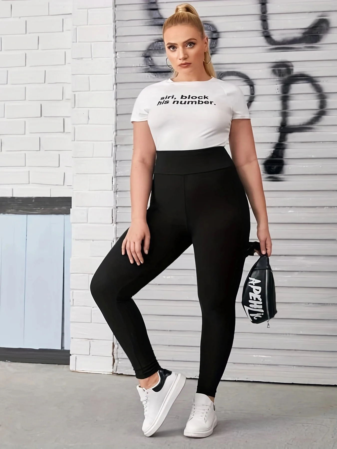 Trend Black Plus-size High-stretch Leggings Wear Nine-point Pants High-waisted Plus Fat Solid Color Small Feet Pants 250207