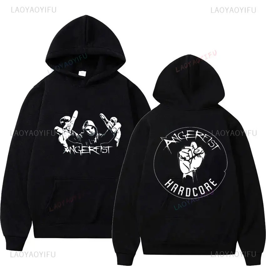 Fashionable Angerfist Mens Hoodie Hard CORE TECHNO MAINSTREAM GABBA Womens Dutch Gabber Music Sweatshirt 250207