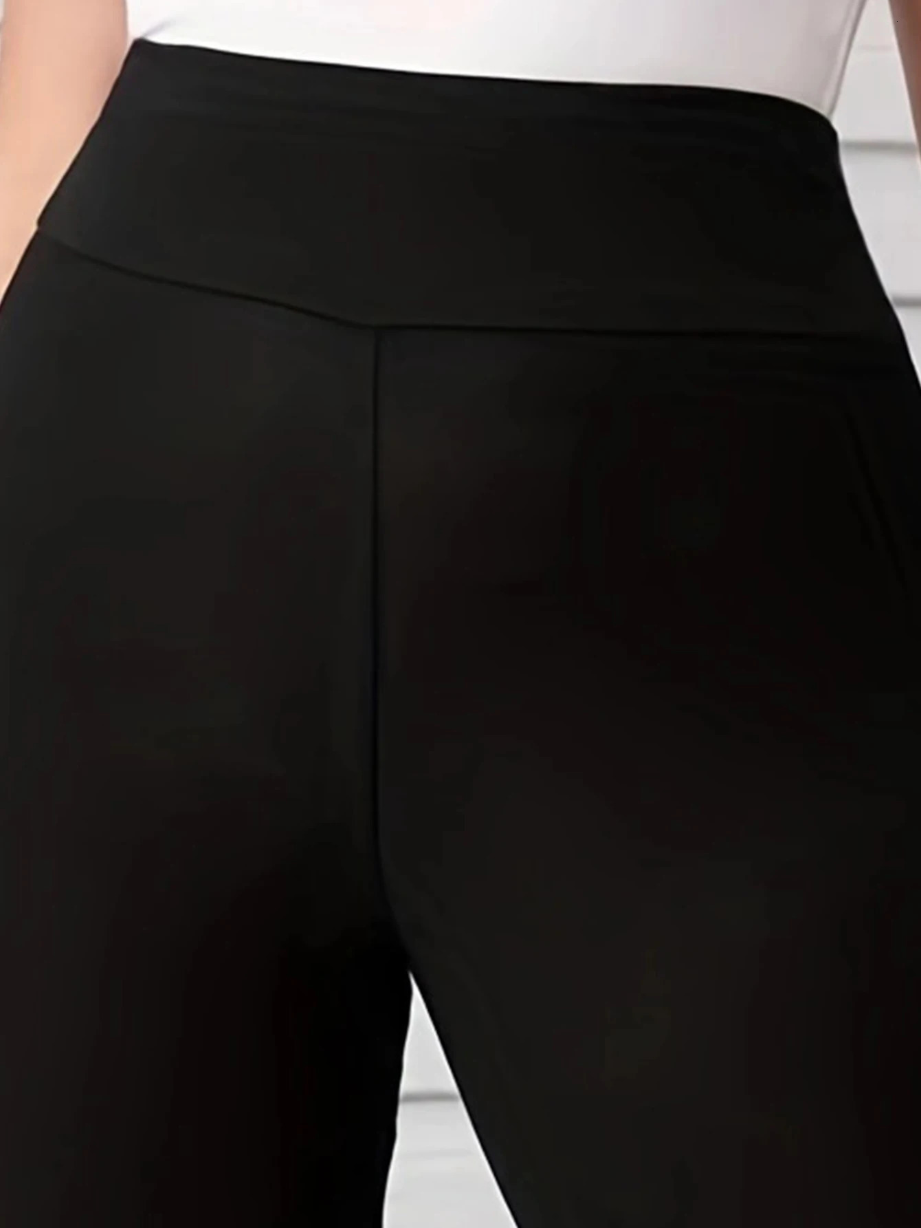 Trend Black Plus-size High-stretch Leggings Wear Nine-point Pants High-waisted Plus Fat Solid Color Small Feet Pants 250207
