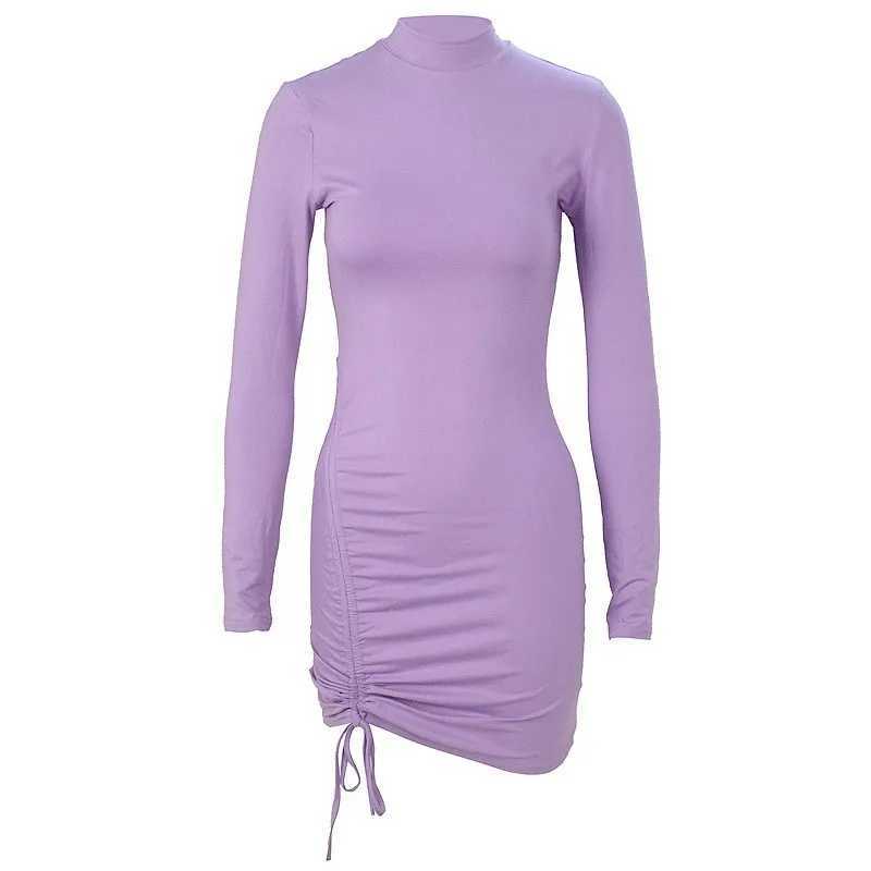 Ele Lace Up Dress Solid Pleated Slim Fit Party Bodycon Fe Sexy Mini Dresses Black VestidosXJ2500207