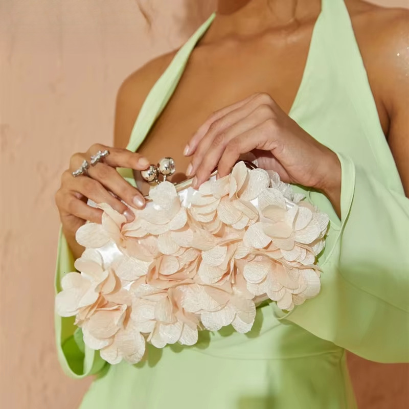 Satin Petal Evening Clutch Bag Designer Dinner Party Wedding Wer Purse Wholesale