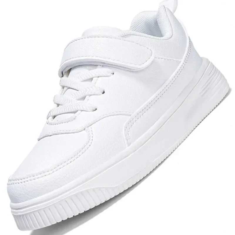 Platform PU Leather Breathable Childrens Sports Shoes 2022 New Casual Childrens Baby Shoes Black and White Preschool Girls and Boys Running Sports W25