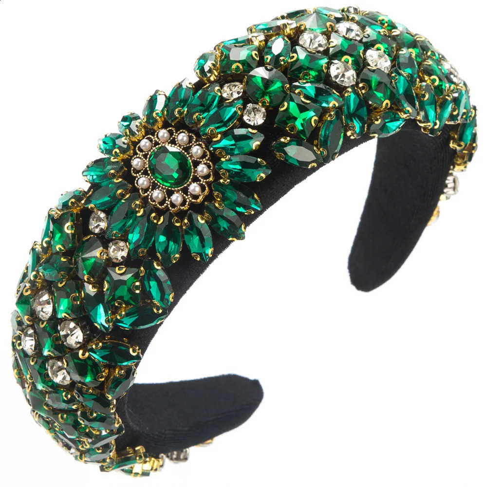 Sponge Flannel Baroque Crystal Headband Heavy Industry Full Diamond Super Flash Vintage Court Style Hair Accessories 250207