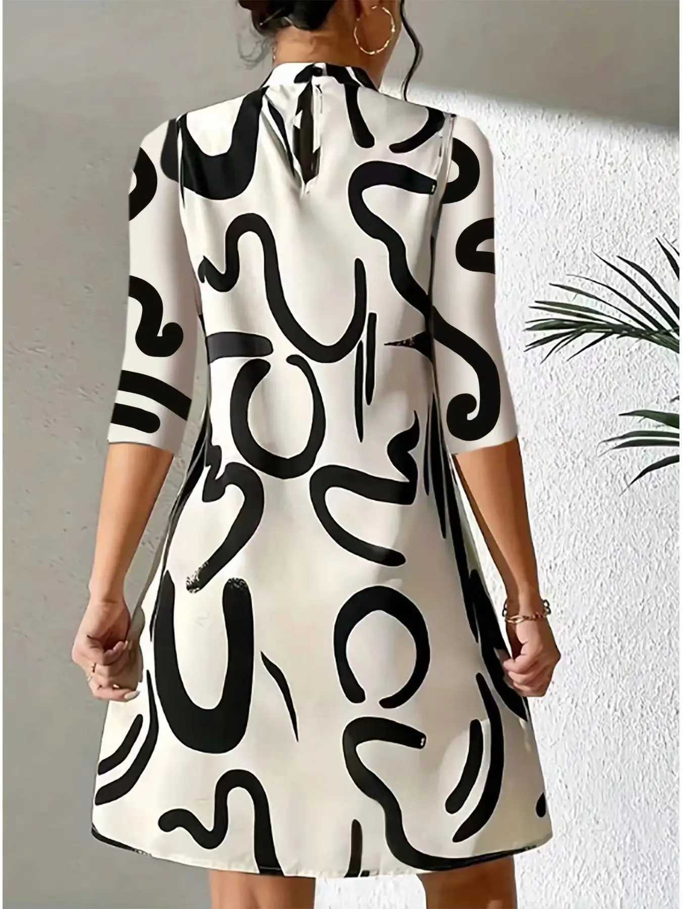 Fashion Long Sve Print Mini Dress Women 2023 Autumn Casual Temperament Office Ladies Dresses For Women Robe FemmeXJ2500207