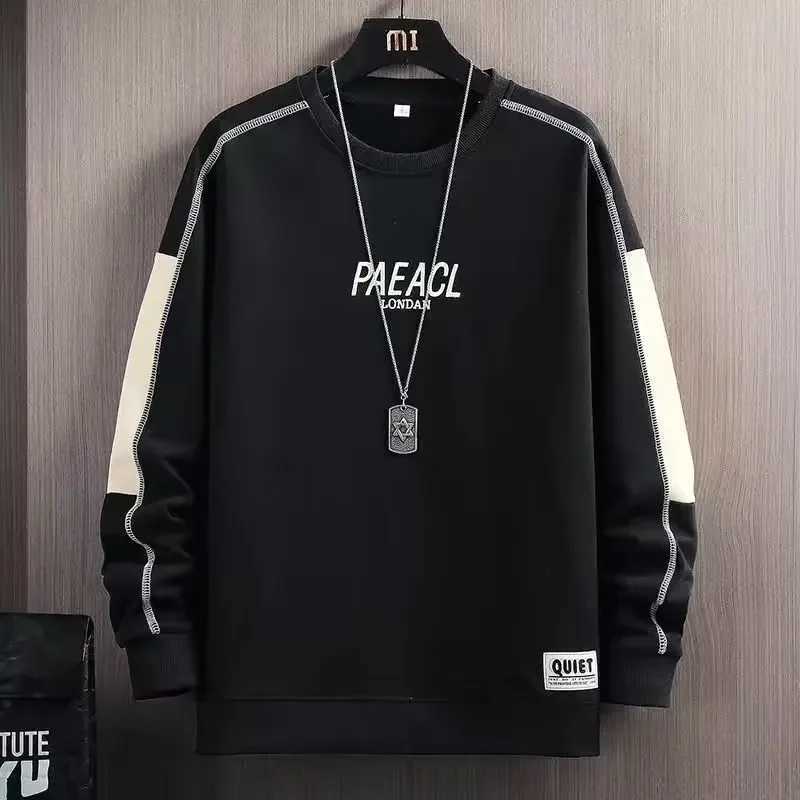 New mens round neck sportswear fashionable Korean long sleeved youth printed top casual loose fit hooded sweatshirt W250207