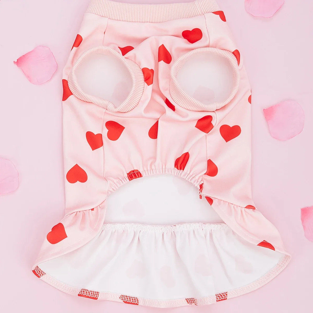 Dog Sweatershirt Dress Valentines Day Dog Clothes Pullover Casual Style Comfortable Pink Heart Pattern Holiday Girl Tulle Skirt 250206