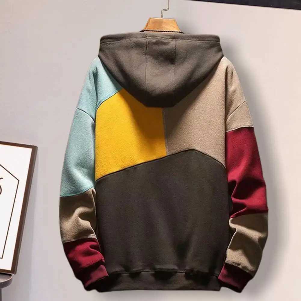 Chic Winter Hoodie Oversized Thermal Colorblock Streetwear Winter Hoodie W250207