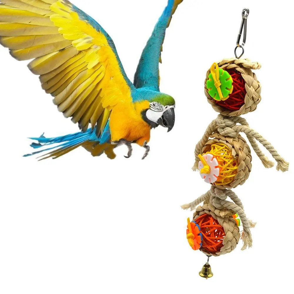 Parrot Shredder Toy Dry Anti-biting Parrot Cage Foraging Toy Chewing Toy with Bell Parrots Toys And Bird Accessories For Pet Toy 250206