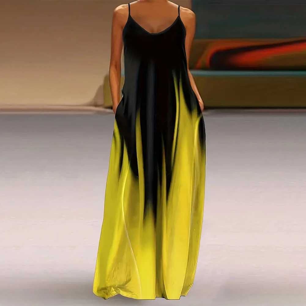 New Style Suspender Dress Colorful Gradient V-Neck Sveless Vest Maxi Dress Fashionable Backless Long Dress Summer For WomenXJ2500207