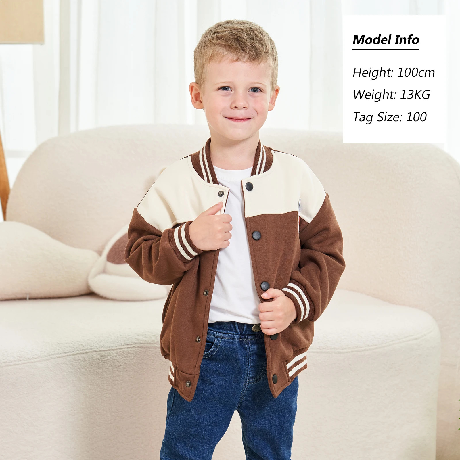LOlanta Baseball Jacket for Kids School Boys Coat Fall Winter Fleece Windbreaker Vintage Outerwear 2-9 Years 250206