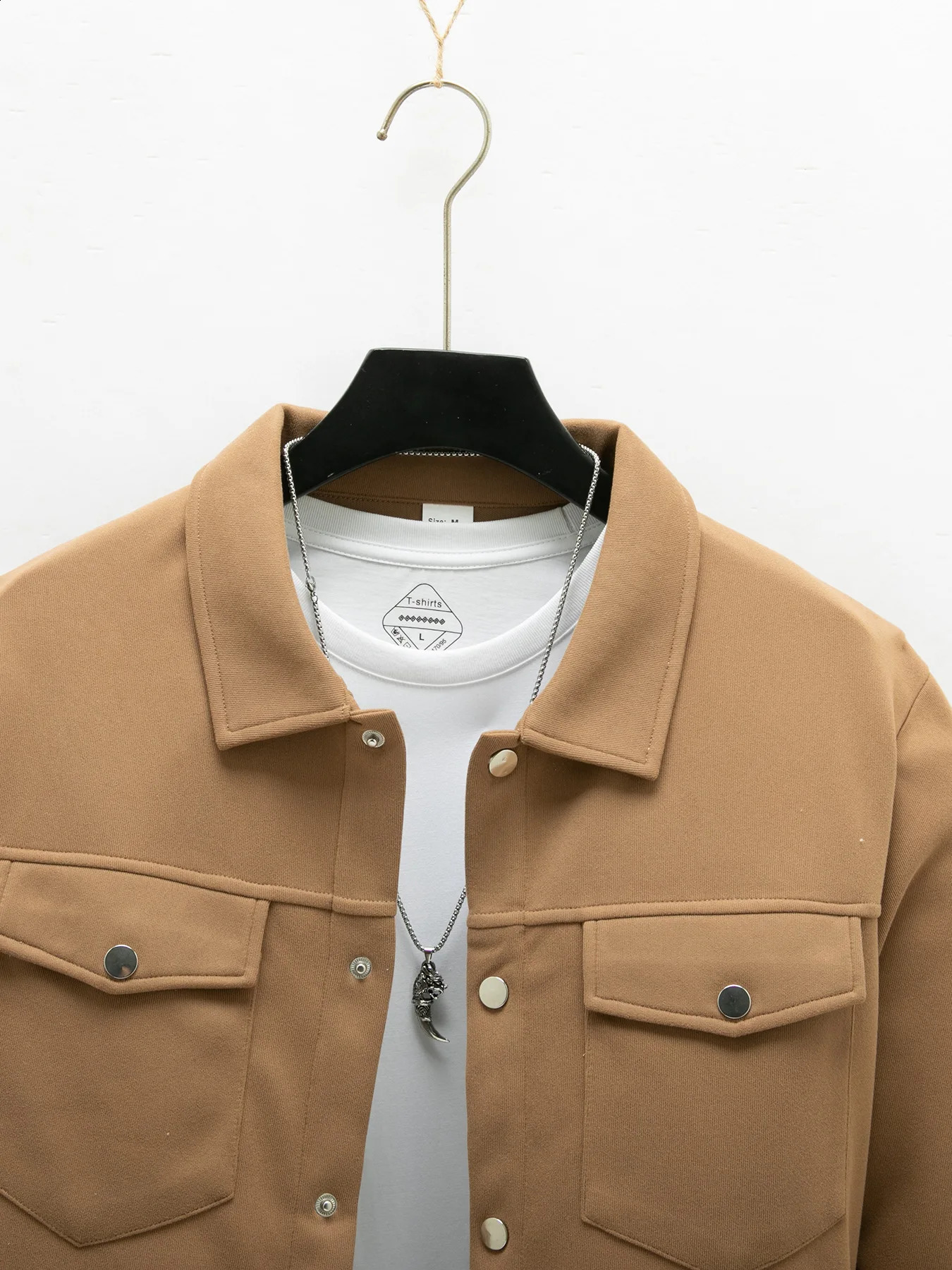 Autumn and winter mens business casual lapel single breasted solid color top fashion slim double pocket long sleeve thick jacke 250206