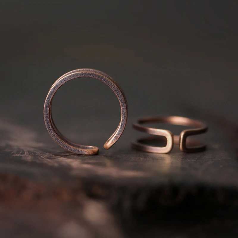 Hand Crafted Solid Copper Ring Special Design Process Black Size Adjustable Retro Punk Street for Couple Lover Accessories W250207