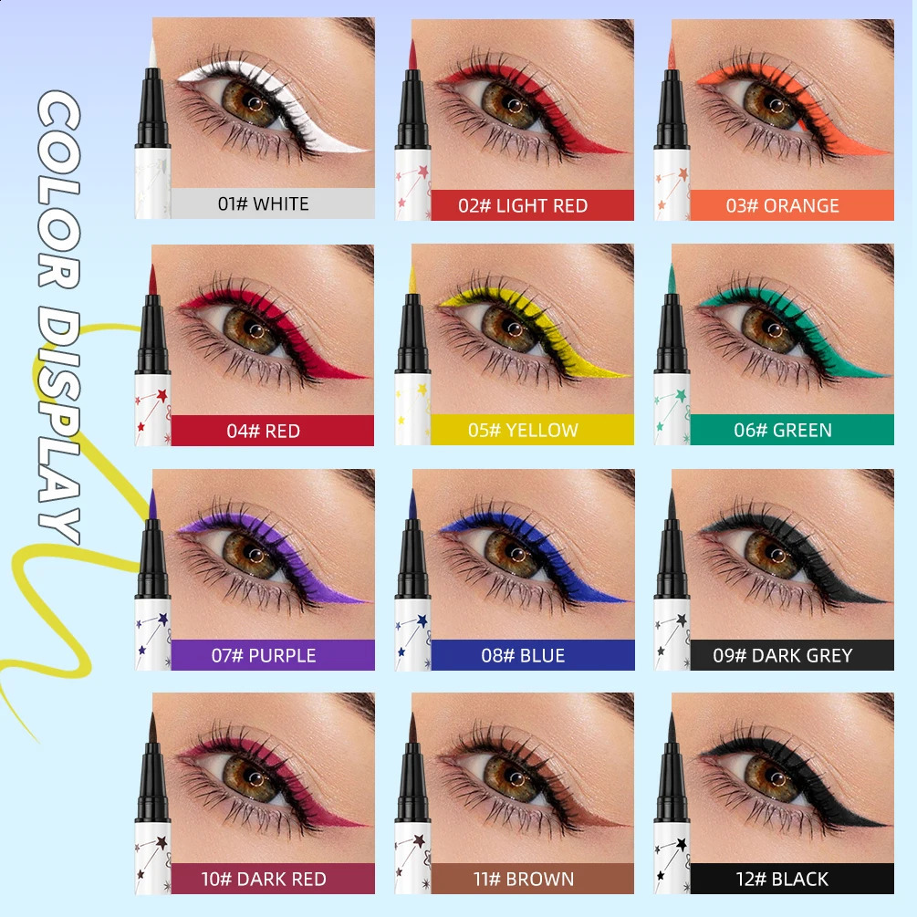QI High Pigment Eyeliner Pencil Waterproof Smudgeproof Makeup Eye Liner Liquid Black Eyeliner Quick Drying Eyes Cosmetics 250206