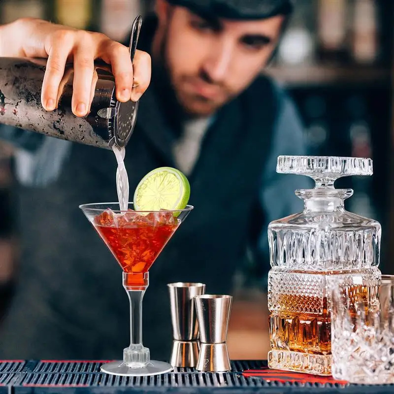 20Pcs Transparent Decorative Cups Clear Plastic Martini Glasses Disposable Whiskey Cocktail for Party Bars 250206