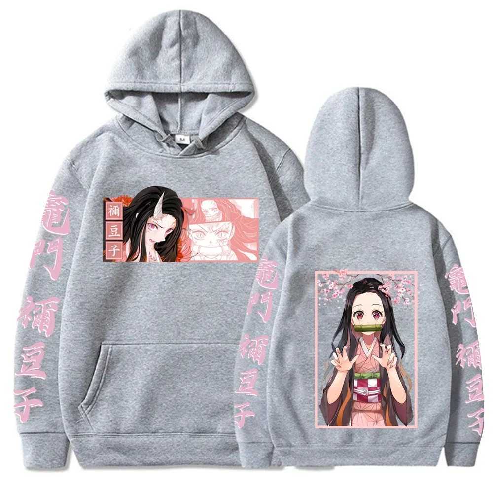 Japanese anime demon killer hoodie womens Kamado Nezuko printed sweatshirt autumn Harajuku warm streetwear plus size hoodie W250207